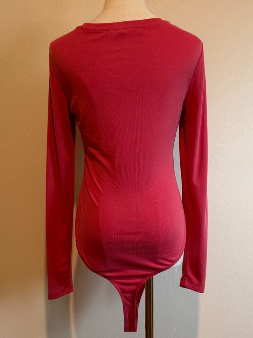 Elodie Pink Ribbed Long Sleeve Bodysuit Large L - Picture 4 of 10